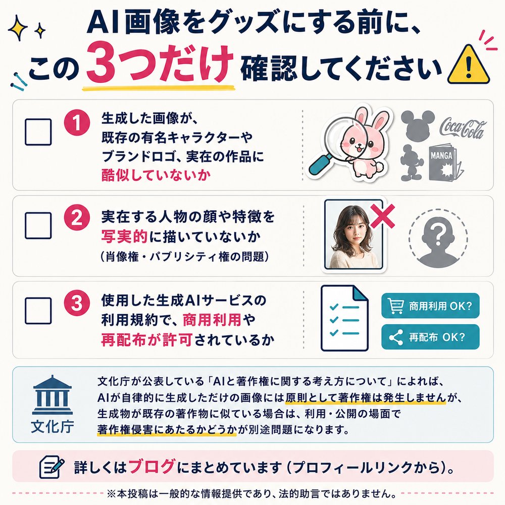 AI画像をグッズにする前に確認したい著作権チェックリスト3項目