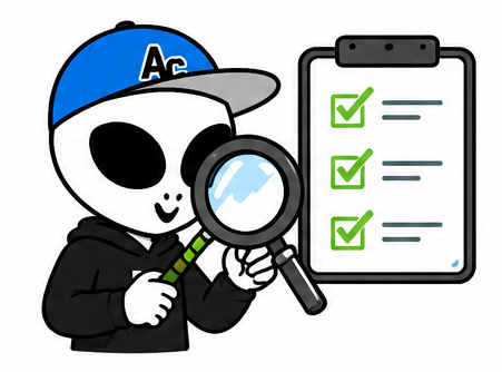 AI品質チェックをするキャラクターイラスト